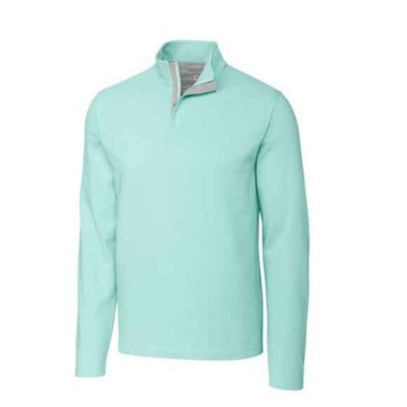 CUTTER & BUCK Hewitt Quarter-Zip Waffle Knit Pullover - Picture 2 of 3